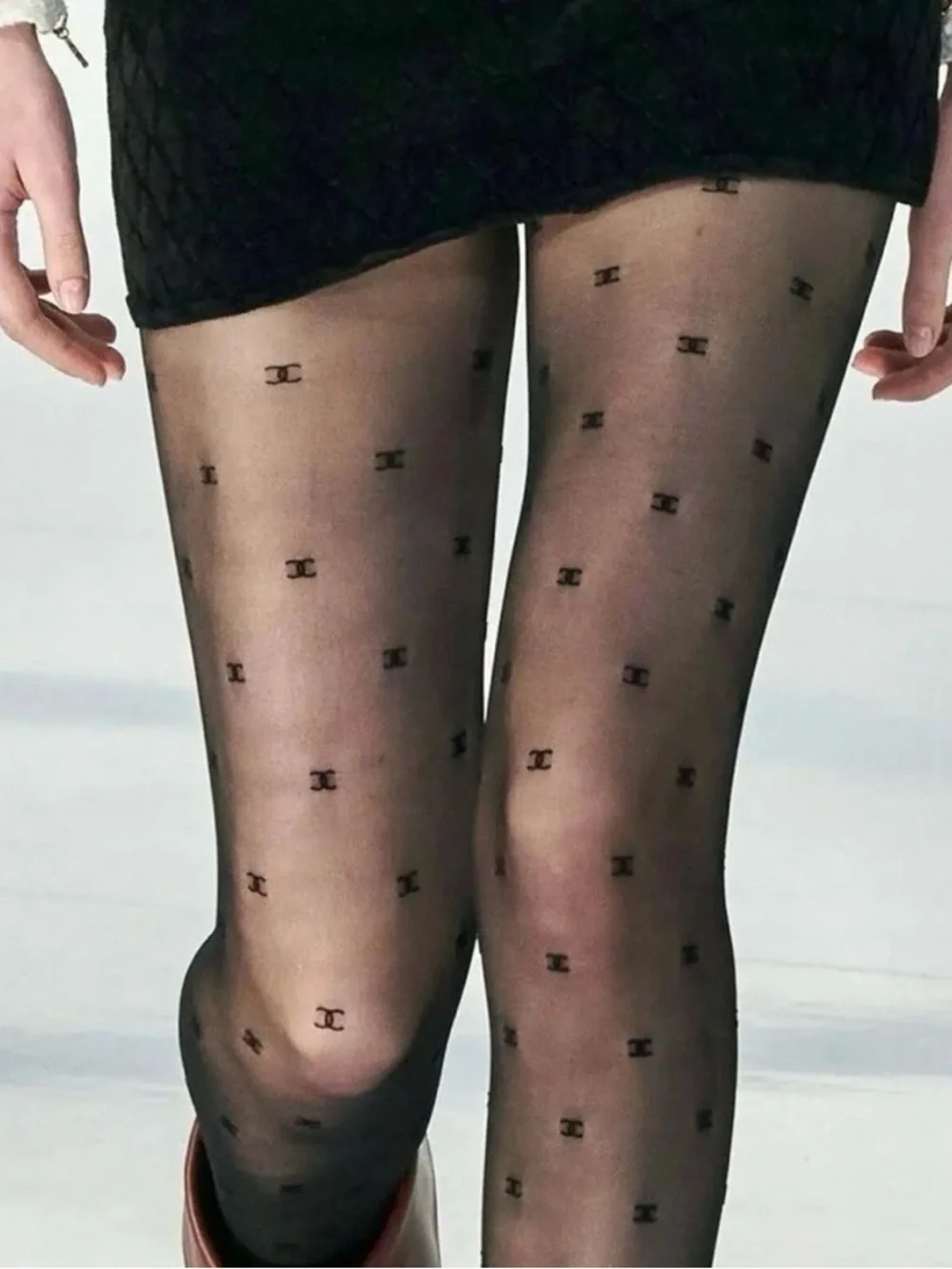 CC Black Logo Sheer Tights New